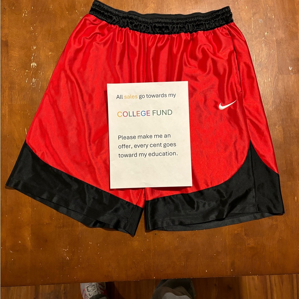 Nike Silk Red and Black Athletic Shorts